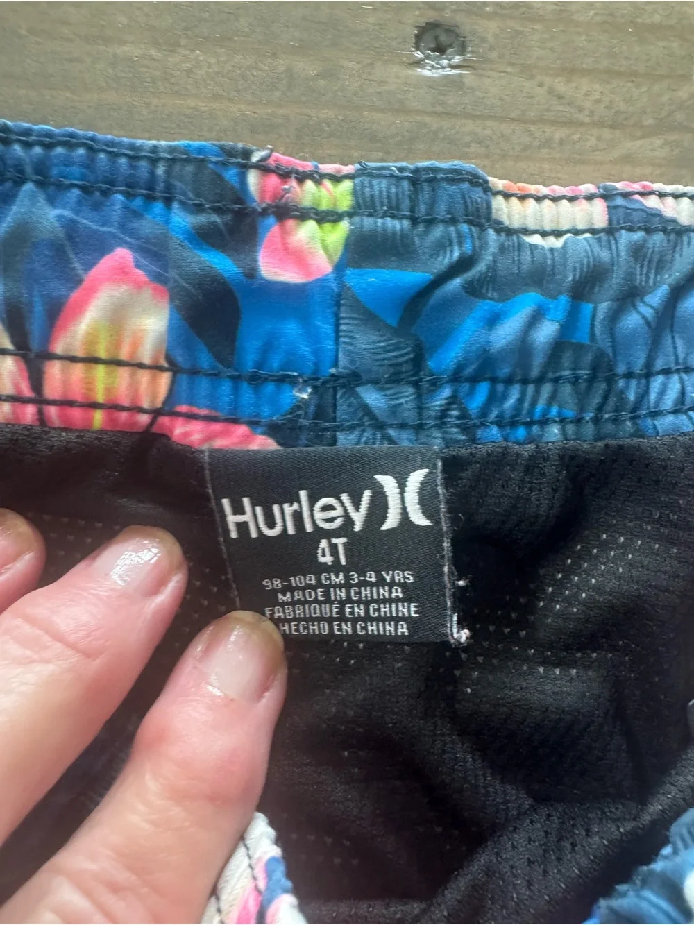 Hurley Navy Blue Floral Swim Shorts with Pink Flowers